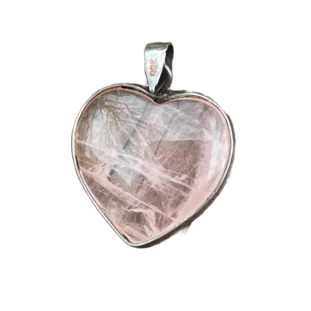 Rose Quartz Heart pendant. Free SS Chain with offer.